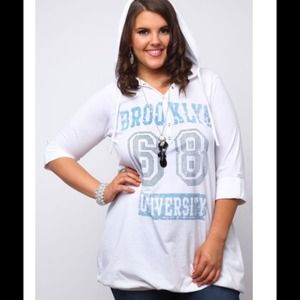 Plus Size Womens Brooklyn University Hooded Top