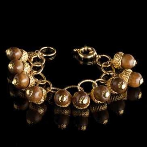 J. Crew Wood Acorn Charm Bracelet