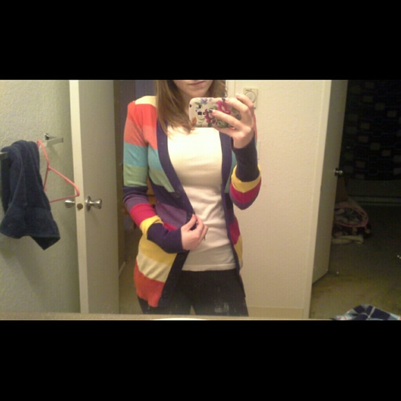 Color striped cardigan