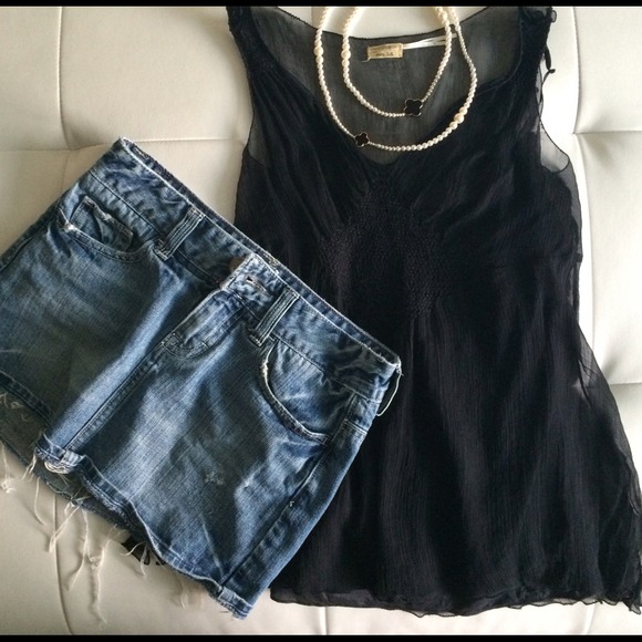 Max studio black silk top