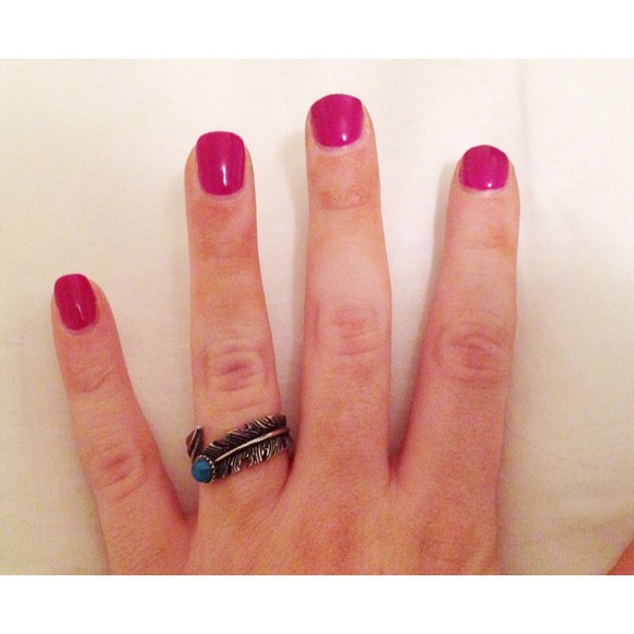 Free People Jewelry - Feather ring with turquoise stone