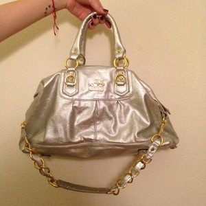 - coach - metalic silver ashley satchel bag