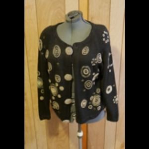 Black sweater with faux pearls