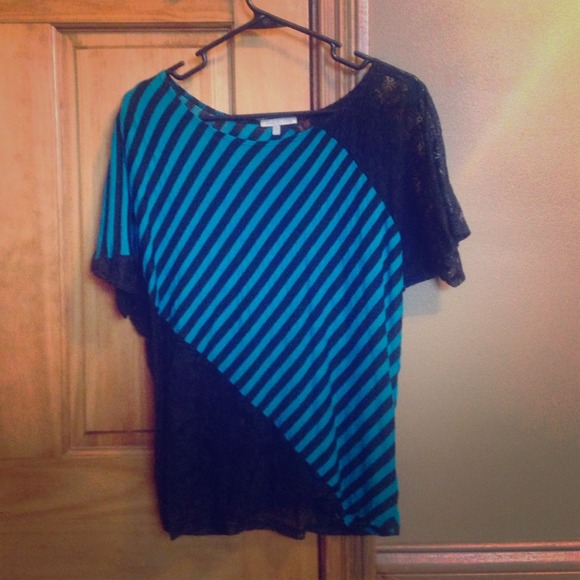 Stripe top with lace