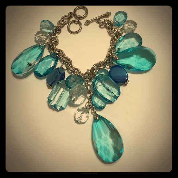 Aqua Crystal Charm Bracelet