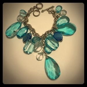 Aqua Crystal Charm Bracelet