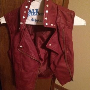 Red leather vest