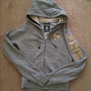 Grey VS PINK bling zip up
