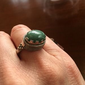 Sterling artisan made ring with green stone