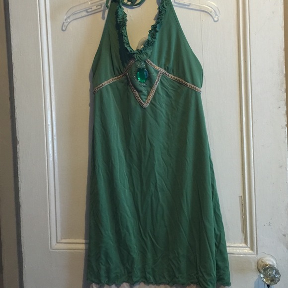 Green halter dress