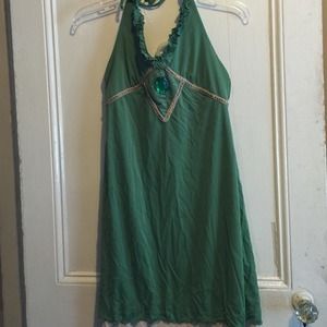 Green halter dress