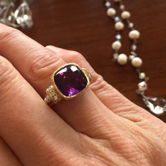 14k gold Amethyst and Diamond ring - Picture 1 of 4