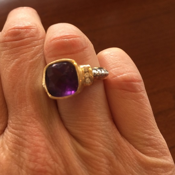 14k gold Amethyst and Diamond ring - Picture 2 of 4