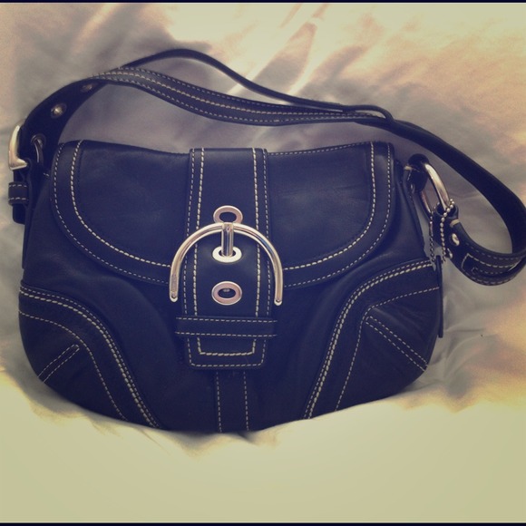 Small black leather Coach handbag