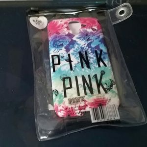 Pink Victoria's Secret phone case, rainbow floral