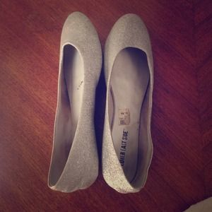 Silver sparkly flats