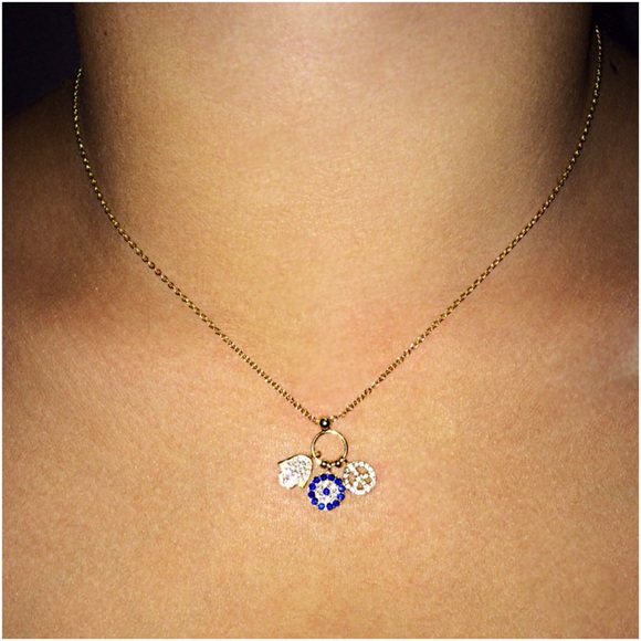 V & V Jewels Jewelry - Sterling Silver Evil Eye, Peace & Hamsa Necklace
