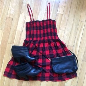 Adorable Plaid Red And Black Dress!