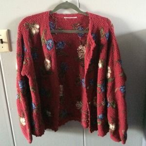Thick floral knit cardigan