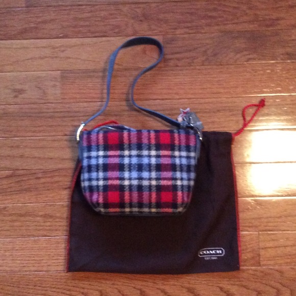 Coach Woolen Plaid Shoulder Bag--NEW