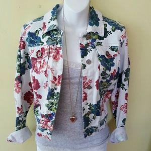 Floral denim jacket size medium