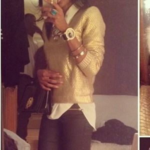 Holiday metallic gold sweater h and m