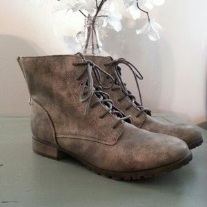 Metallic combat boots