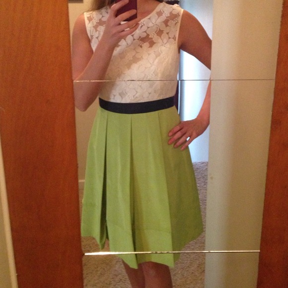 ECRU/LIME PARTY DRESS