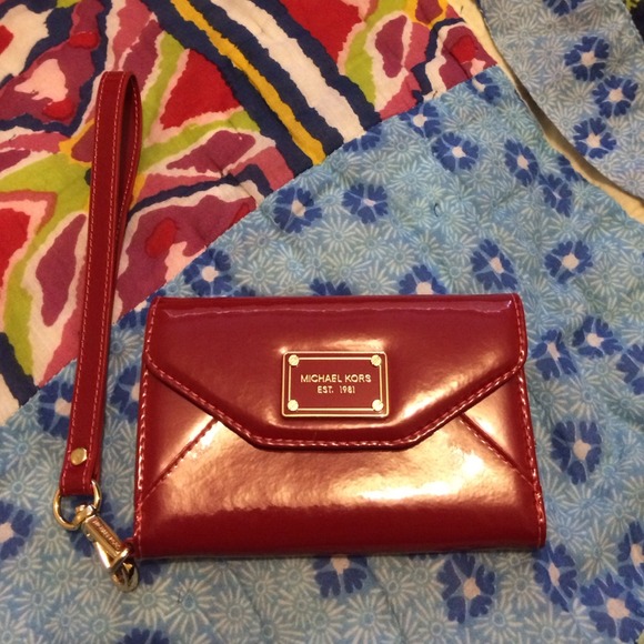 Red and gold Michael Kors iPhone 4 case/wristlet