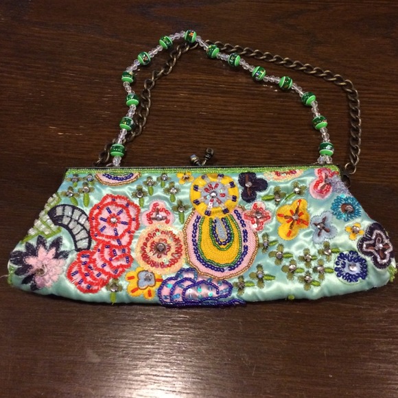 Turquoise beaded clutch/purse