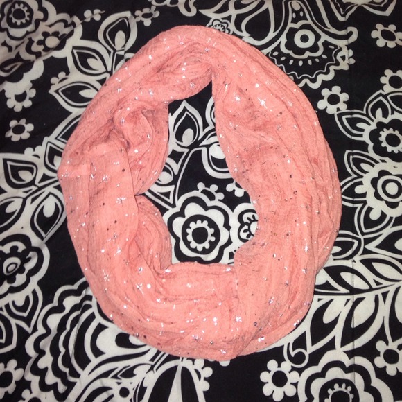 Orange infinity scarf with silver design