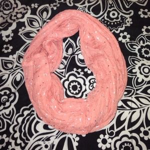 Orange infinity scarf with silver design