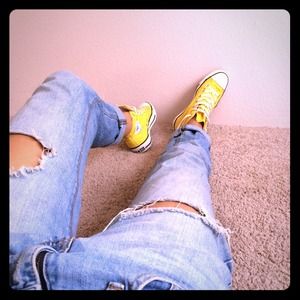 Yellow high top converse