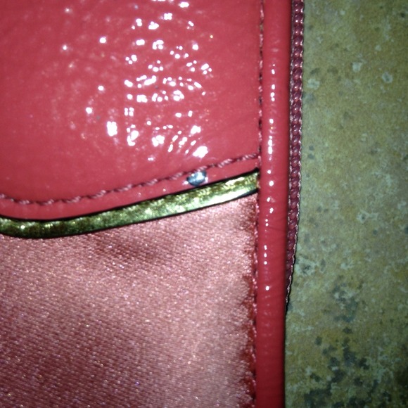 Salmon Satin Coach Clutch - Picture 2 of 4