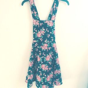 Orange & Black, Floral Overall Dress