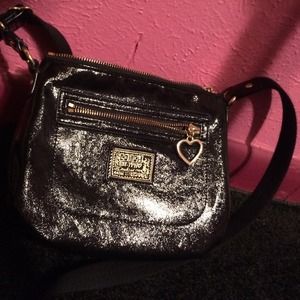Black shiny coach cross body