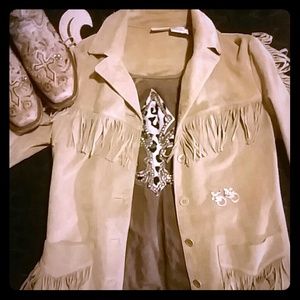Bundle Suede fringe jacket, boots, top