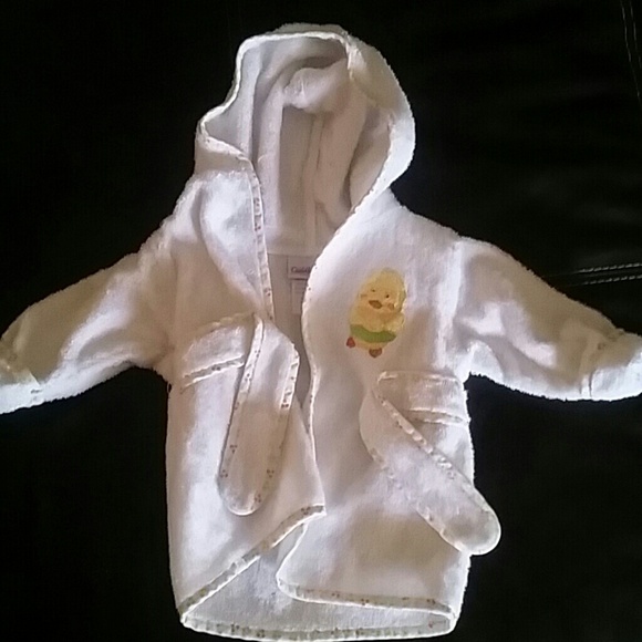 Baby bathrobe with attached tie