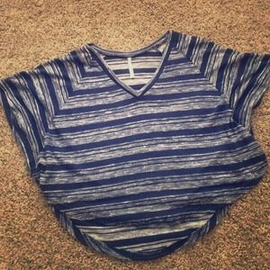 Batwing Navy Blue Striped Top