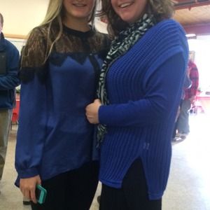 LC Lauren Conrad Blue/Black lace button up