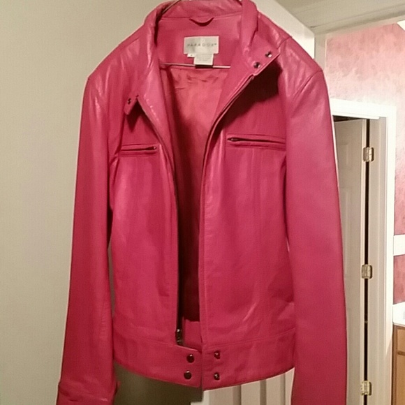 Pink Genuine Leather Coat
