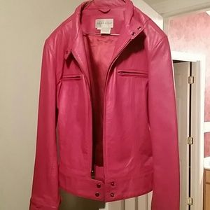 Pink Genuine Leather Coat