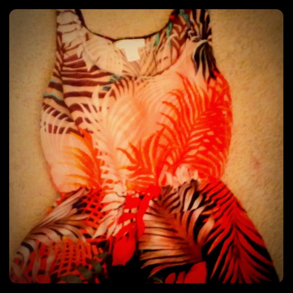 Cute Sheer top . Neutral colors. Palm tree design