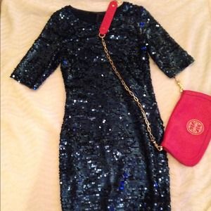 Bcbg blue sequin dress M