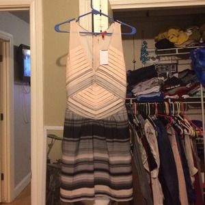 Keyhole pink and gray silk dress