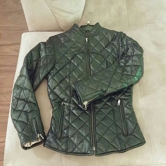 Quilted Genuine Leather Biker-style Jacket