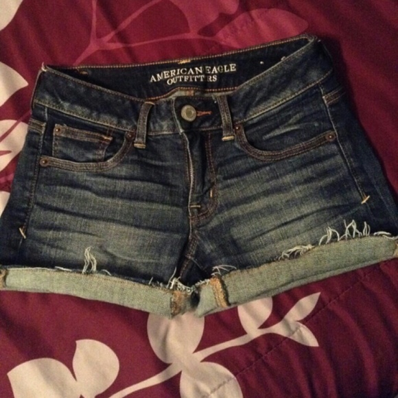 American Eagle high rise fold over denim shorts