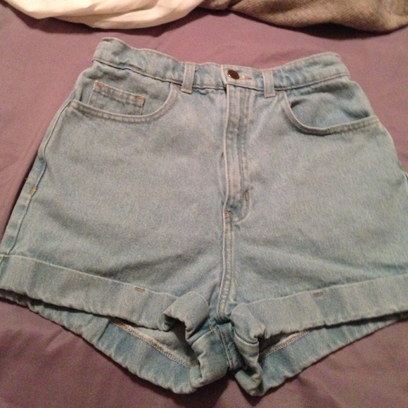 American apparel light denim highwaisted shorts