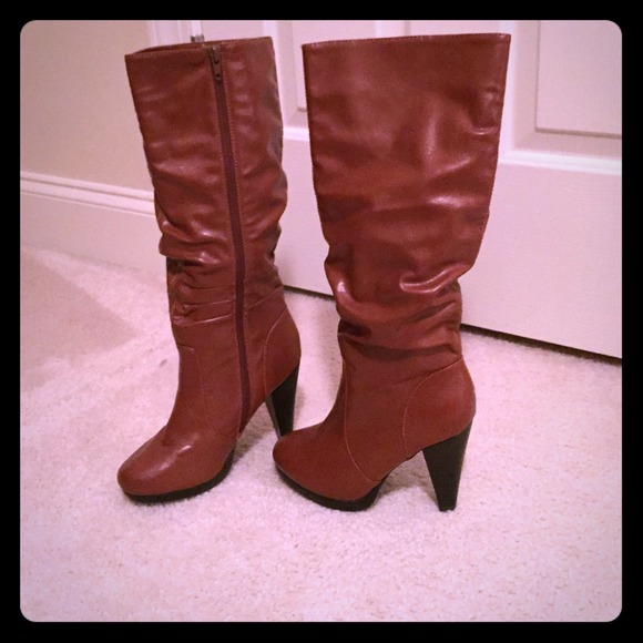 Brown heeled boots
