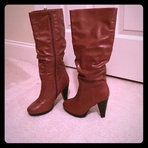 Brown heeled boots